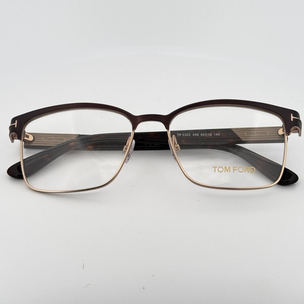 Tom Ford Eyeglass Frames TF5323 048 Dark Brown Square Blue Light Block 54mm